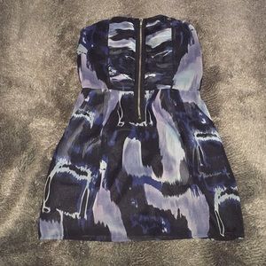 Black and blue strapless dress,  never warn